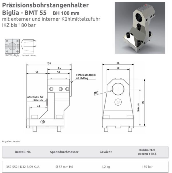 gebr. Biglia WKZ-Halter Präzisionsbohrstangenhalter Ø 32 /used toolholder Oesterle Art. 352 5521 D32 BI09_IntNr231291 - Görsel 2